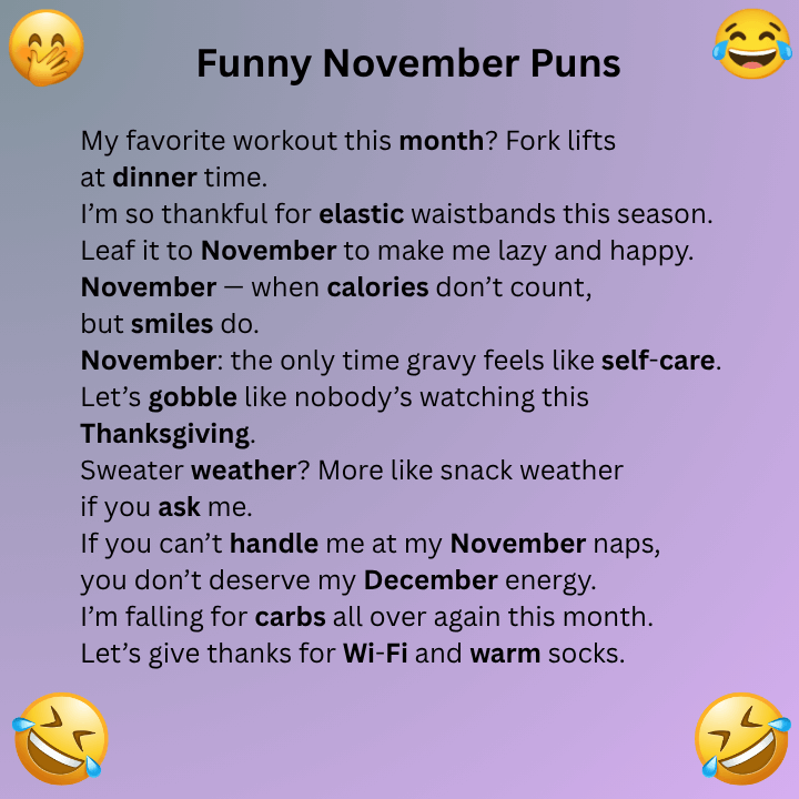 Funny November Puns