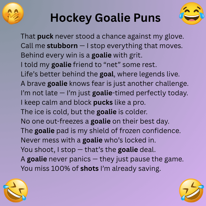 Hockey Goalie Puns