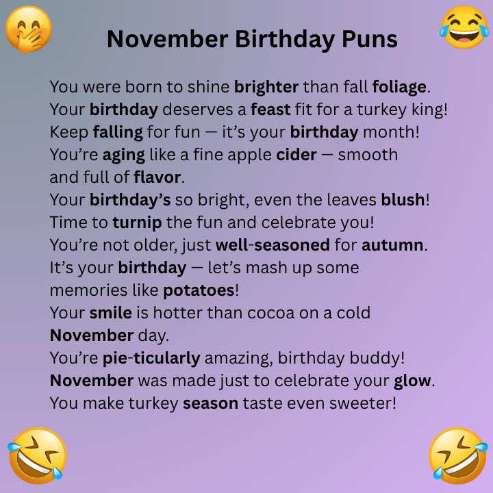 November Birthday Puns
