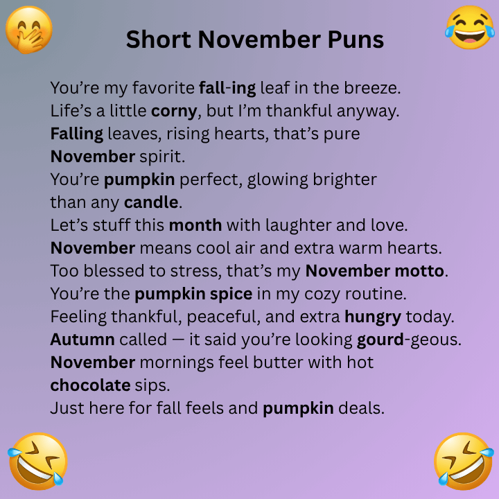 Short November Puns