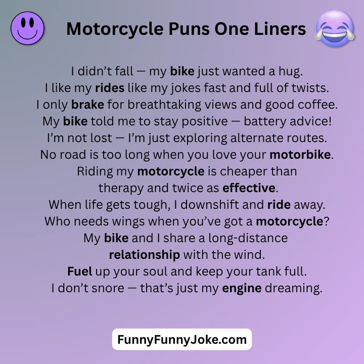 Motorcycle Puns One Liners