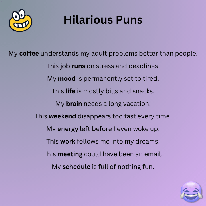 Short Hilarious Puns For Adults