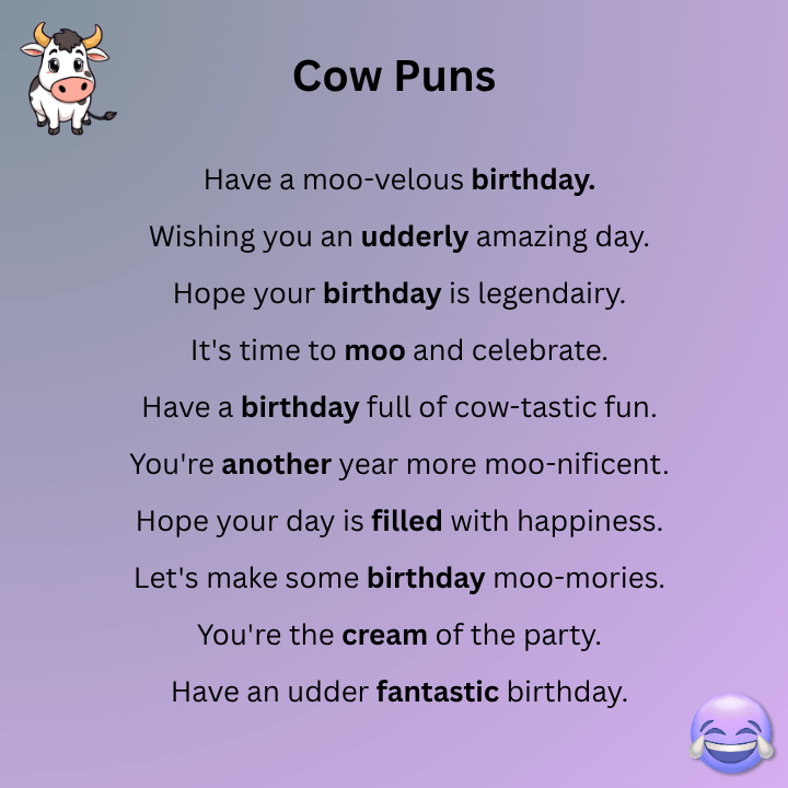Birthday Cow Puns